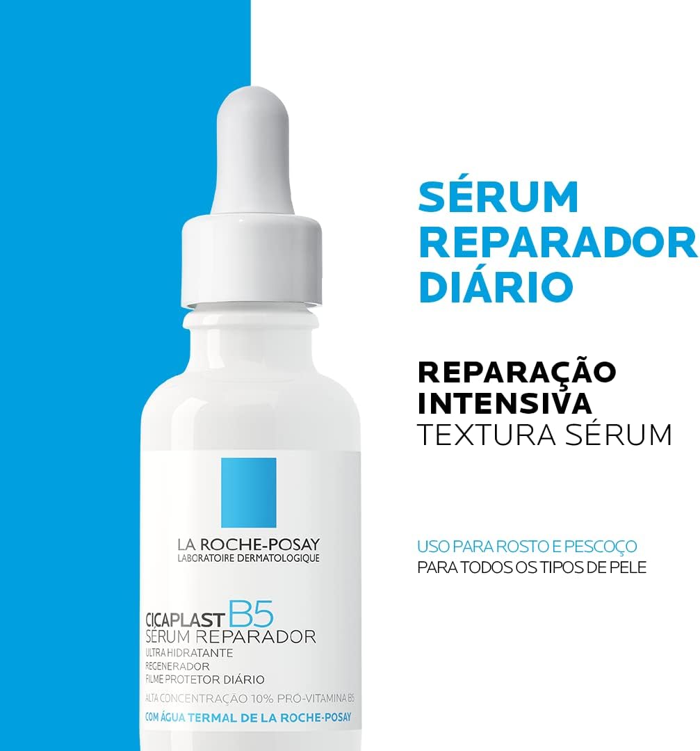 La Roche-Posay, Cicaplast B5 Sérum 30ml, Reparador Facial Intensivo Diário, Regnerador, Ultra Hidratante, Fórmula Hipoalergênica