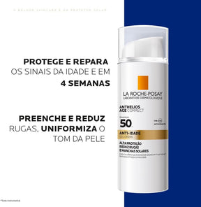 La Roche Posay, Anthelios Age Correct, Protetor Solar Facial, Fps 50, Sem Cor