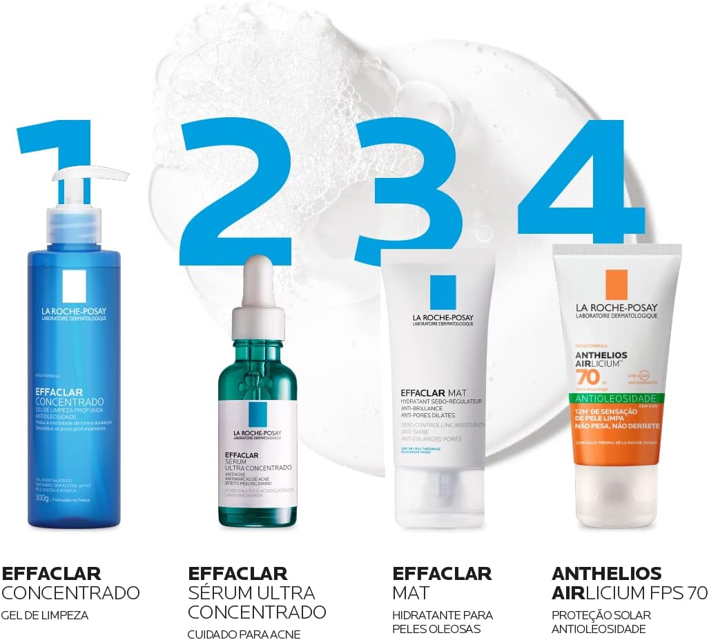 La Roche-posay Effaclar Gel Concentrado - Gel de Limpeza Facial, Limpa a Pele Profundamente Reduzindo a Oleosidade e Lesões Acneica, Limpeza Facial, Pele Oleosa, Ácido Salicílico, 300g