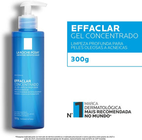 La Roche-posay Effaclar Gel Concentrado - Gel de Limpeza Facial, Limpa a Pele Profundamente Reduzindo a Oleosidade e Lesões Acneica, Limpeza Facial, Pele Oleosa, Ácido Salicílico, 300g