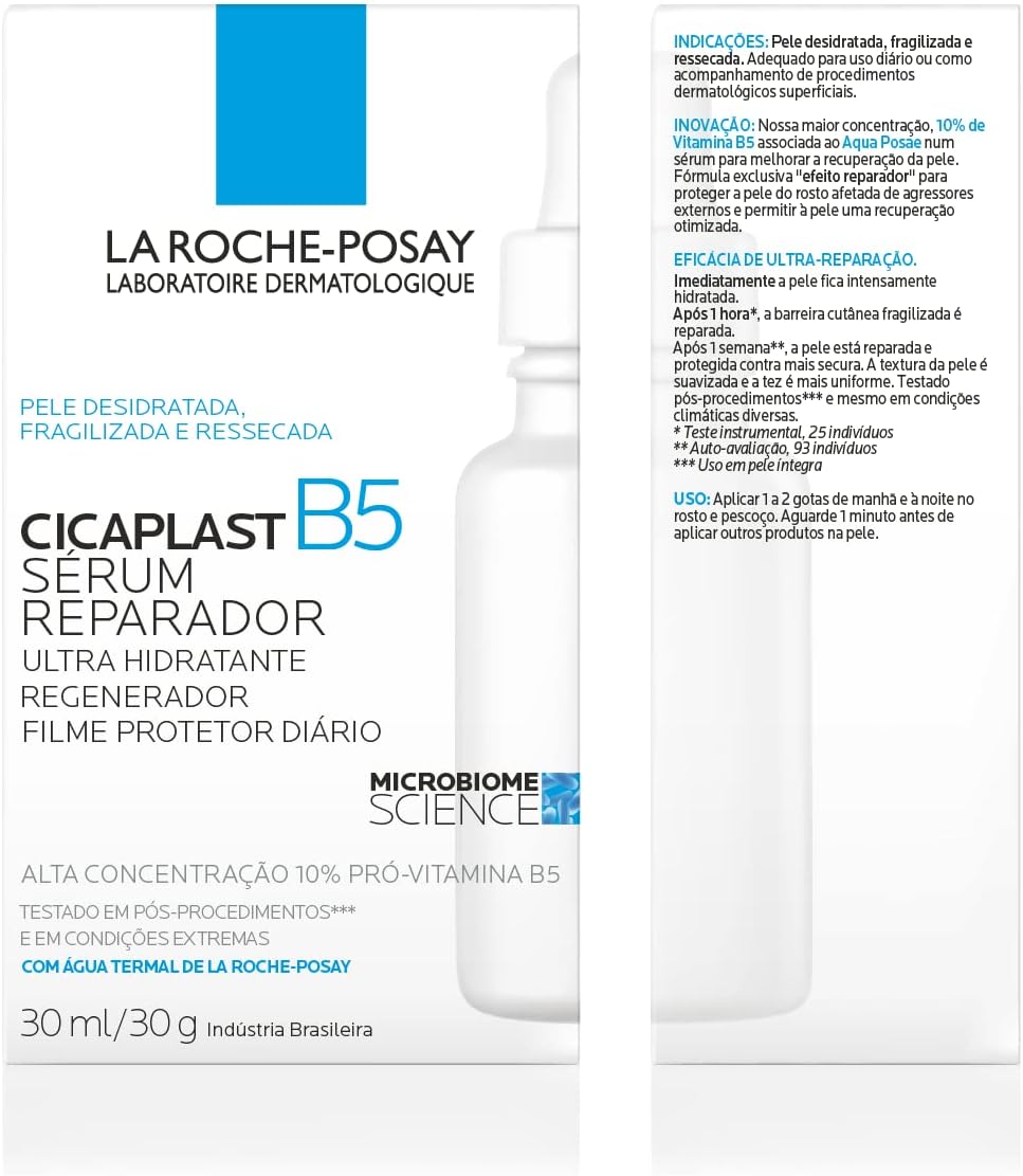 La Roche-Posay, Cicaplast B5 Sérum 30ml, Reparador Facial Intensivo Diário, Regnerador, Ultra Hidratante, Fórmula Hipoalergênica