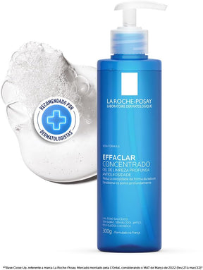 La Roche-posay Effaclar Gel Concentrado - Gel de Limpeza Facial, Limpa a Pele Profundamente Reduzindo a Oleosidade e Lesões Acneica, Limpeza Facial, Pele Oleosa, Ácido Salicílico, 300g