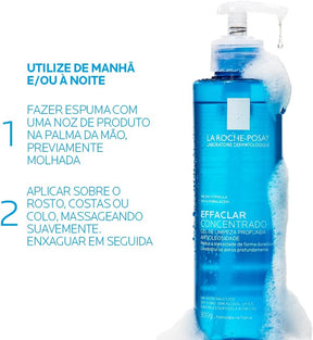 La Roche-posay Effaclar Gel Concentrado - Gel de Limpeza Facial, Limpa a Pele Profundamente Reduzindo a Oleosidade e Lesões Acneica, Limpeza Facial, Pele Oleosa, Ácido Salicílico, 300g