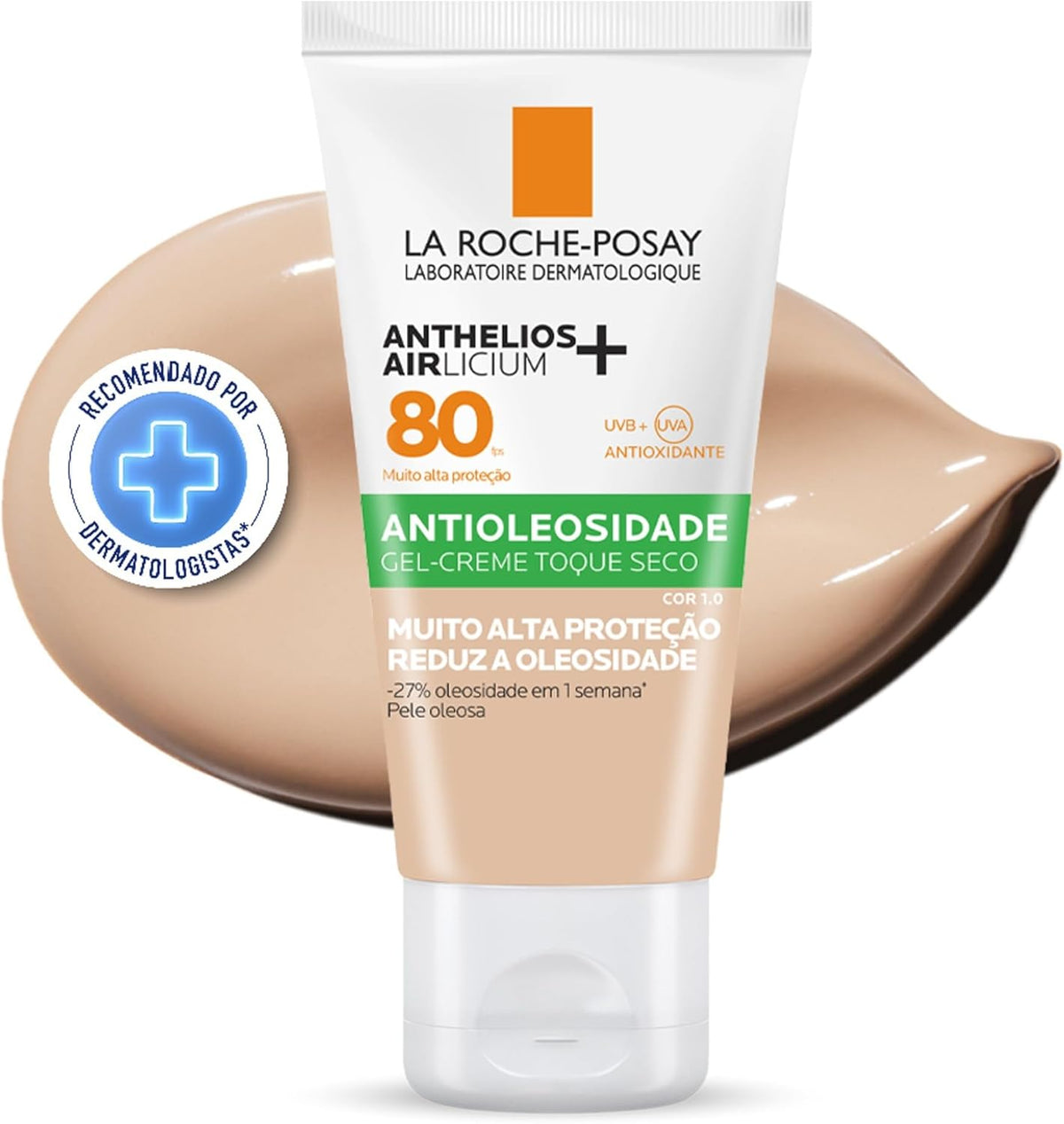 La Roche-Posay, Anthelios Airlicium, Protetor Solar Facial Antioleosidade com Cor, Controle de Oleosidade, Efeito Matte, Toque limpo, Ação anti-transferência da cor, Cobertura