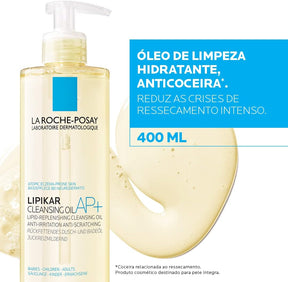 La Roche-Posay, Lipikar Cleansing Oil AP+ 400ml, Oléo hidratante para o banho, Reduz crises de ressecamento intenso, Fórmula Hipoalergênica