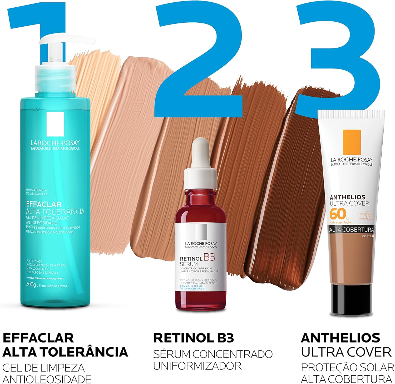 La Roche-Posay, Ultra Cover, Protetor Solar com Cor e Performance de Maquiagem, 12h de cobertura de base em uma única camada, Textura Fluida, Oil free, Toque Seco, FPS60, 30g