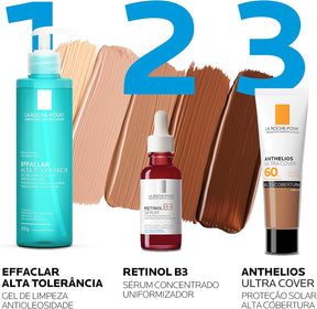 La Roche-Posay, Ultra Cover, Protetor Solar com Cor e Performance de Maquiagem, 12h de cobertura de base em uma única camada, Textura Fluida, Oil free, Toque Seco, FPS60, 30g