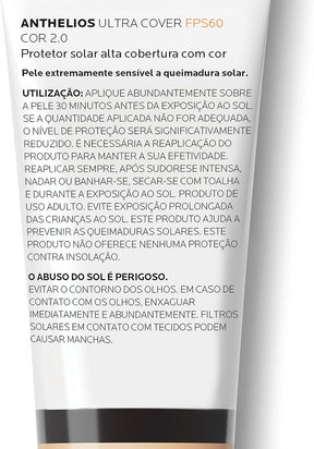 La Roche-Posay, Ultra Cover, Protetor Solar com Cor e Performance de Maquiagem, 12h de cobertura de base em uma única camada, Textura Fluida, Oil free, Toque Seco, FPS60, 30g