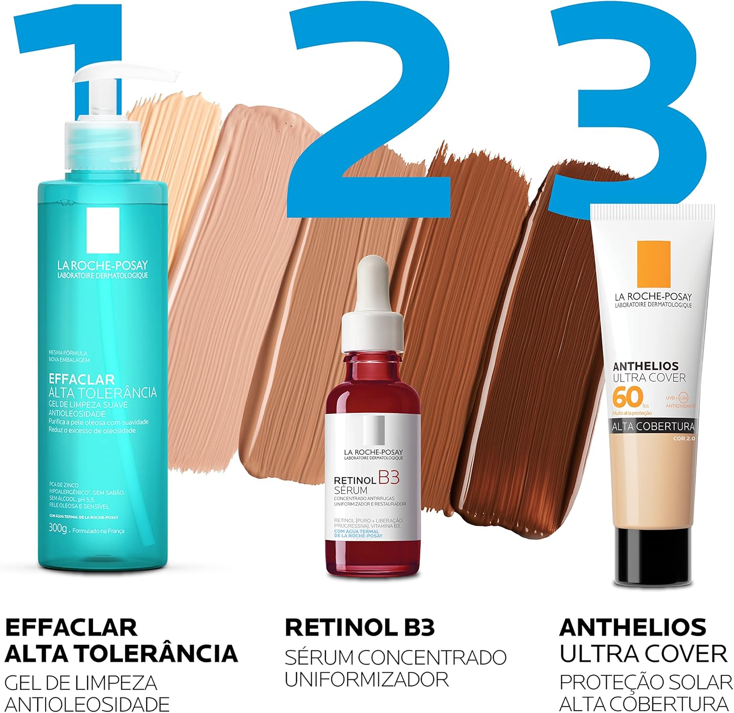 La Roche-Posay, Ultra Cover, Protetor Solar com Cor e Performance de Maquiagem, 12h de cobertura de base em uma única camada, Textura Fluida, Oil free, Toque Seco, FPS60, 30g