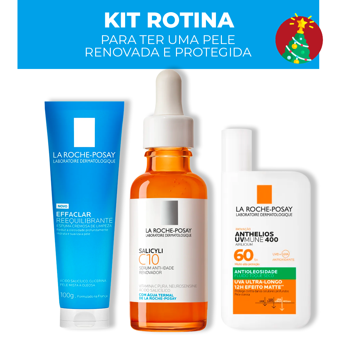 Kit La Roche-Posay – Rotina para uma Pele Renovada e Protegida (3 PRODUTOS)